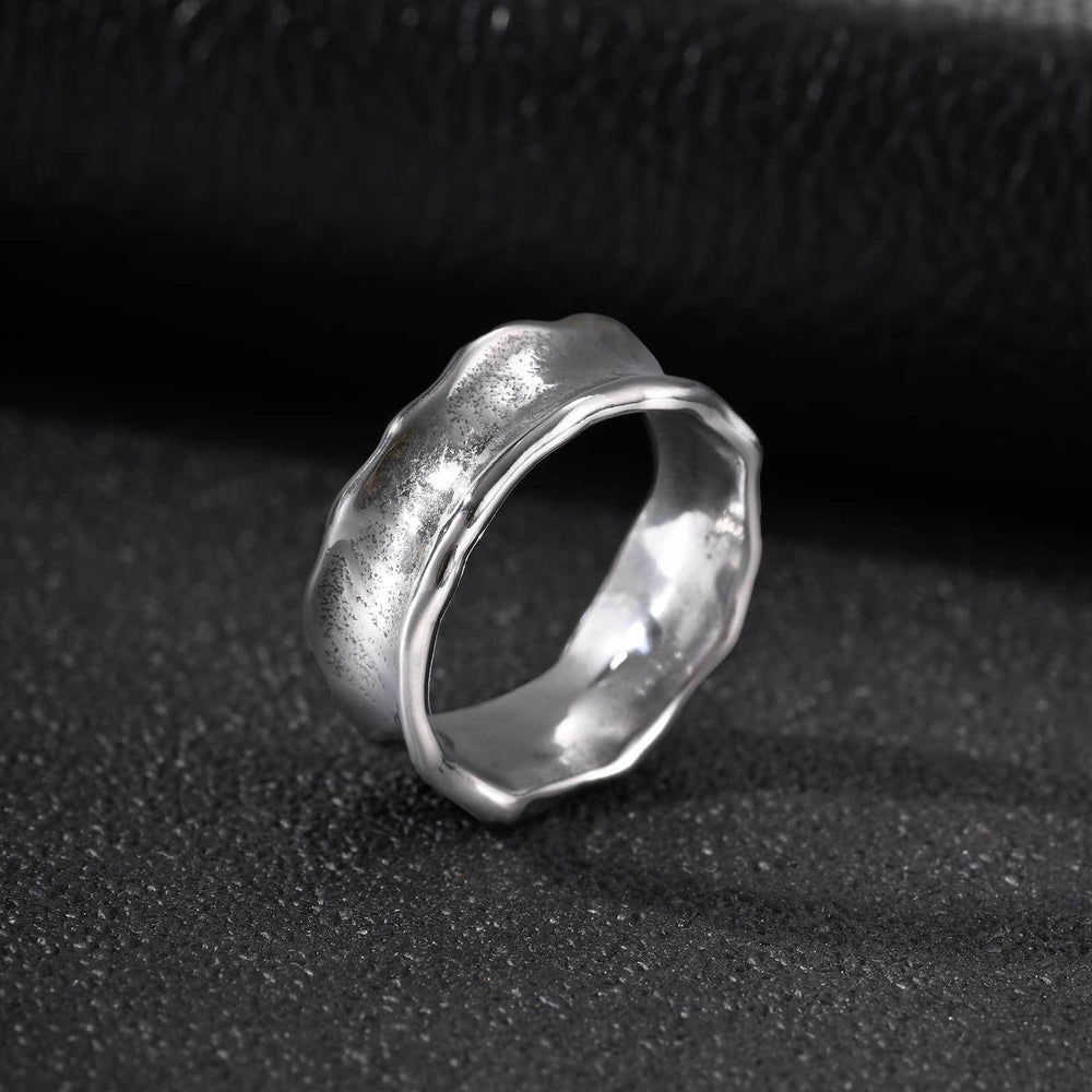Hammered Stainless Steel Ring for Men Wide Band Textured Style RC-1148