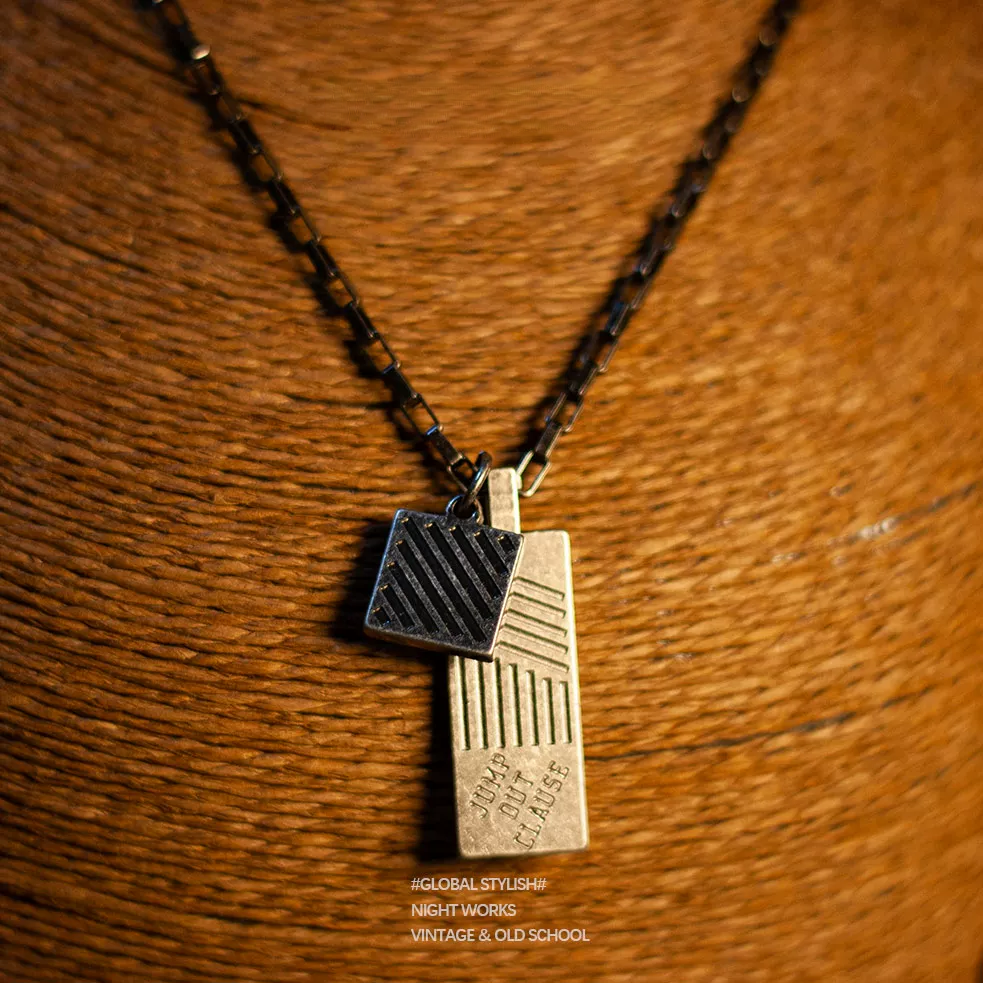 Double Pendant Necklace Men – Retro Stainless Steel Chain Urban Streetwear NWN-0834