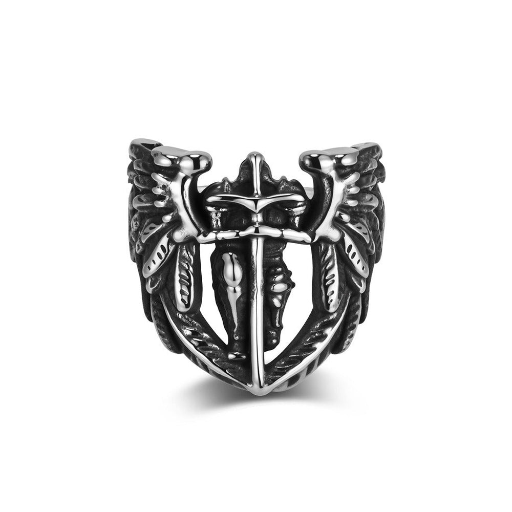 Saint Michael Archangel Wing Ring – Stainless Steel Vintage Guardian Design for Men K-R1110