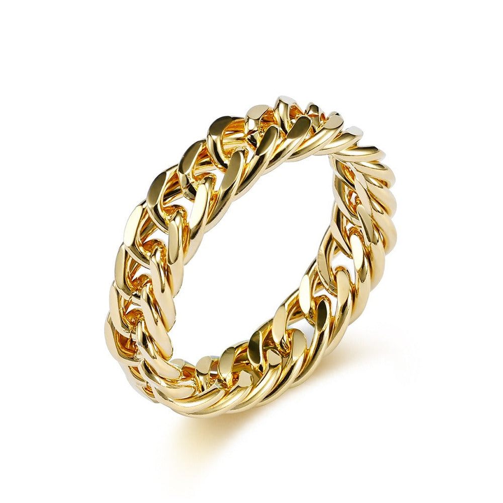 Titanium Steel Cuban Chain Link Ring – Double Chain for Men & Women Jewelry K-R700