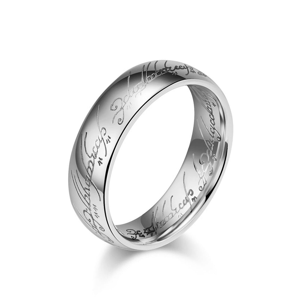 Tungsten Steel Elvish Ring – Laser Engraved Gothic Viking Band for Men & Women | K-T032