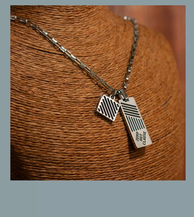 Double Pendant Necklace Men – Retro Stainless Steel Chain Urban Streetwear NWN-0834