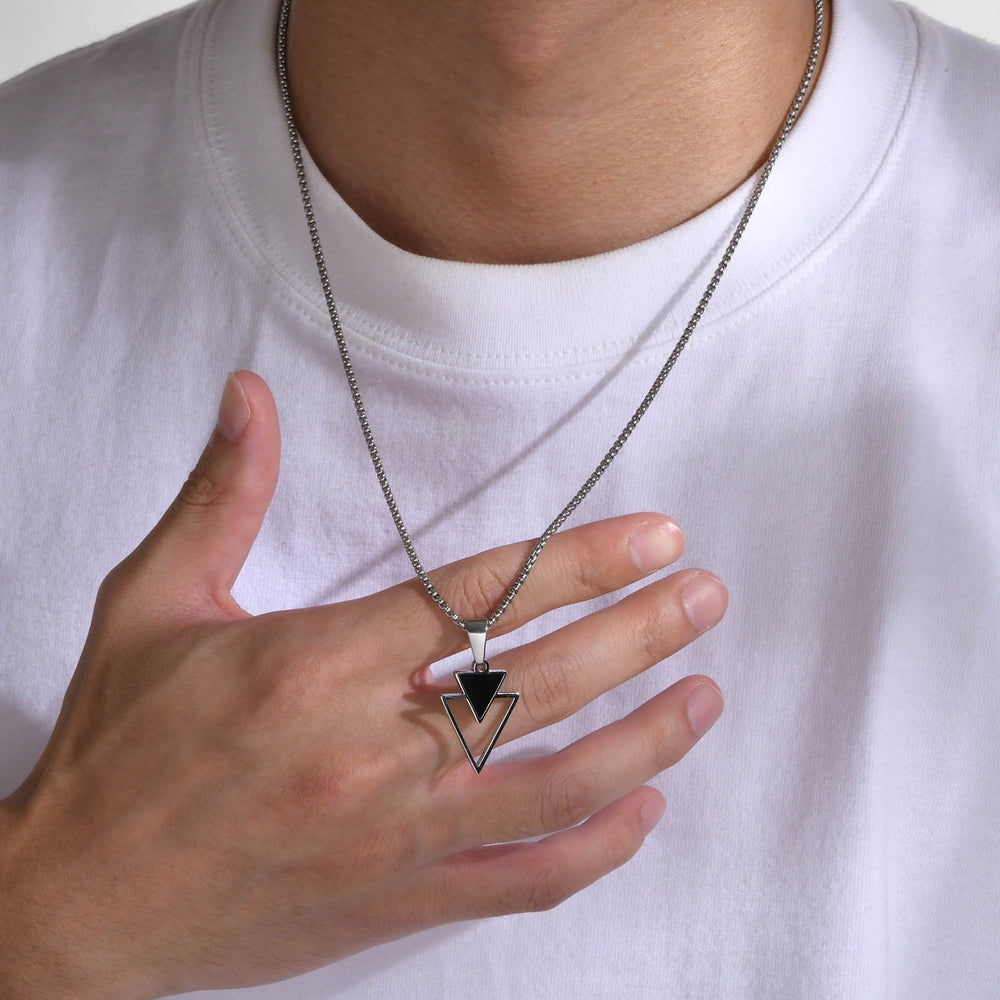 Hip-Hop-Gothic Titanium Steel Triangle Geometric Pendant PN1834