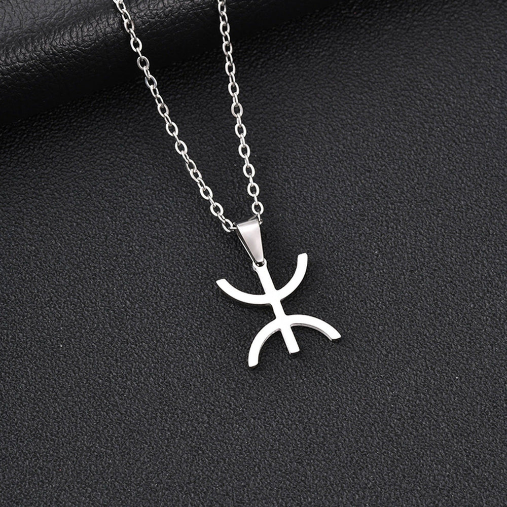 Stainless Steel Tribal Symbol Necklace Bracelet Set for Men Minimal Streetwear BR-3040
