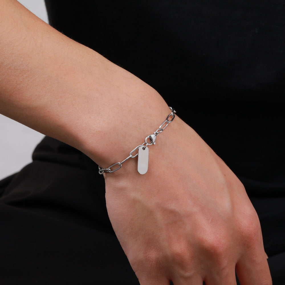Stainless Steel Paperclip Chain Bracelet for Men Minimal Link Design BR-3098