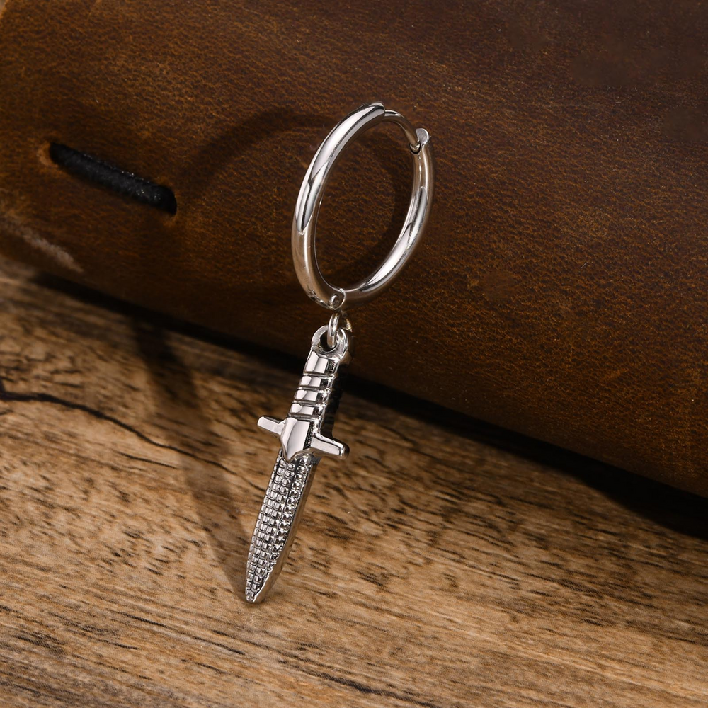 Stainless Steel Dagger Hoop Earrings for Men ED-648
