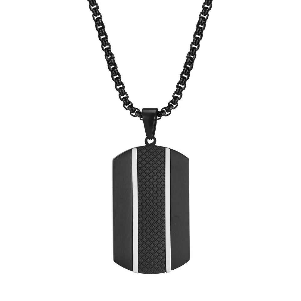 Men’s Stainless Steel Black Pendant Necklace – Modern Minimalist PN-1931