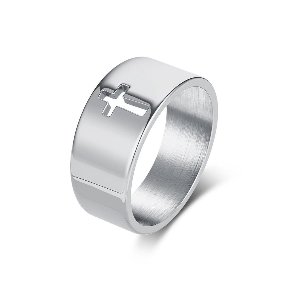 Stainless Steel Cross Ring – Vintage Wide Design for Men & Women K-R1112