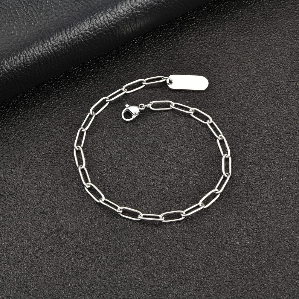Stainless Steel Paperclip Chain Bracelet for Men Minimal Link Design BR-3098