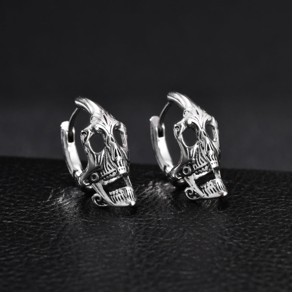 Stainless Steel Skull Hoop Earring for Men Gothic Punk Ear Jewelry EH-890